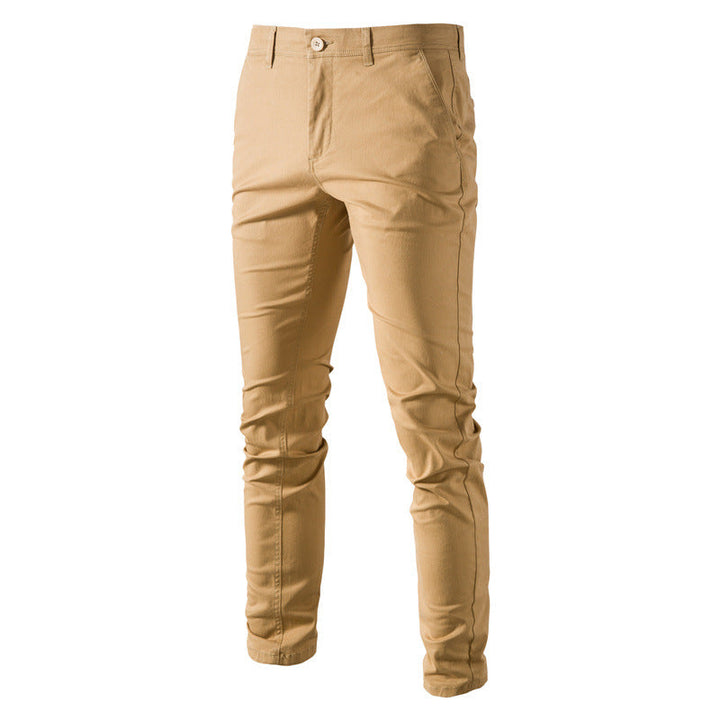 Pantaloni uomo a gamba dritta con vita media confortevole. Rinforzati, con zip, ideali per un outfit casual o elegante.