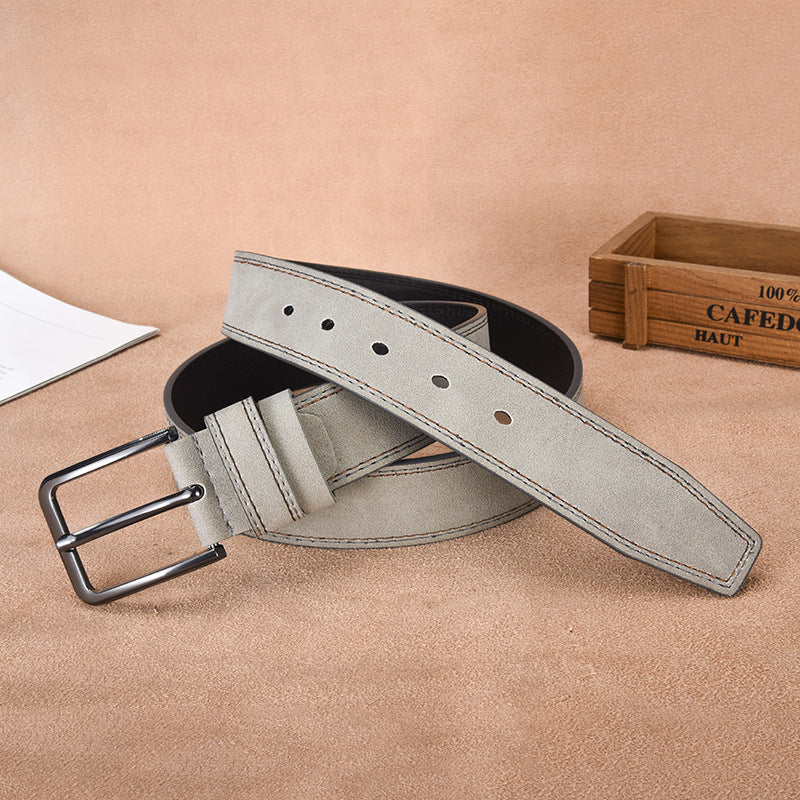 Cintura uomo regolabile 120cm in pelle scamosciata premium, fibbia ad ardiglione classica per un tocco di stile.
