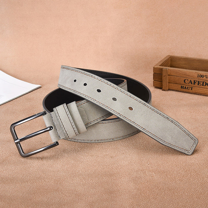 Cintura uomo regolabile 120cm in pelle scamosciata premium, fibbia ad ardiglione classica per un tocco di stile.