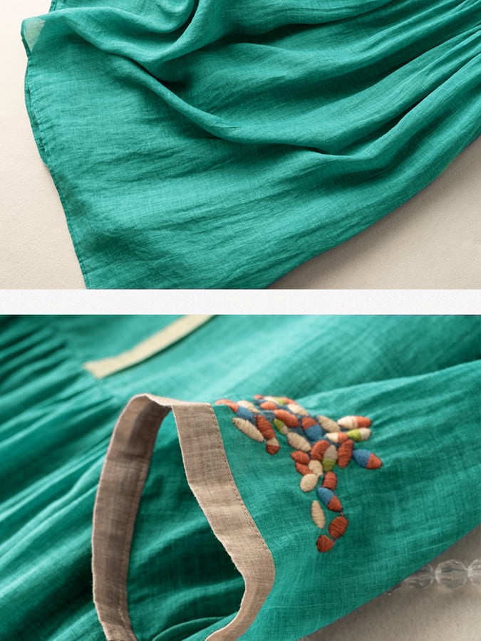 Abito donna versatile ricamato con design etnico. Vestito estivo in cotone, casual ed elegante, con vestibilità comoda.