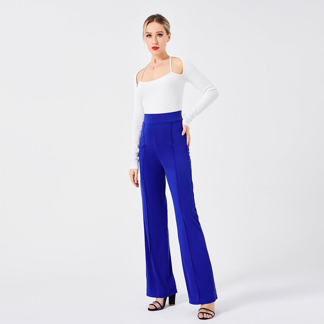 Pantaloni a zampa donna vita alta, slim fit, perfetti per un guardaroba versatile ed elegante.