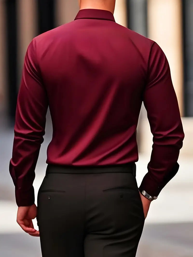 Camicia elegante da uomo, taglio slim fit, manica lunga, per uno stile business moderno.