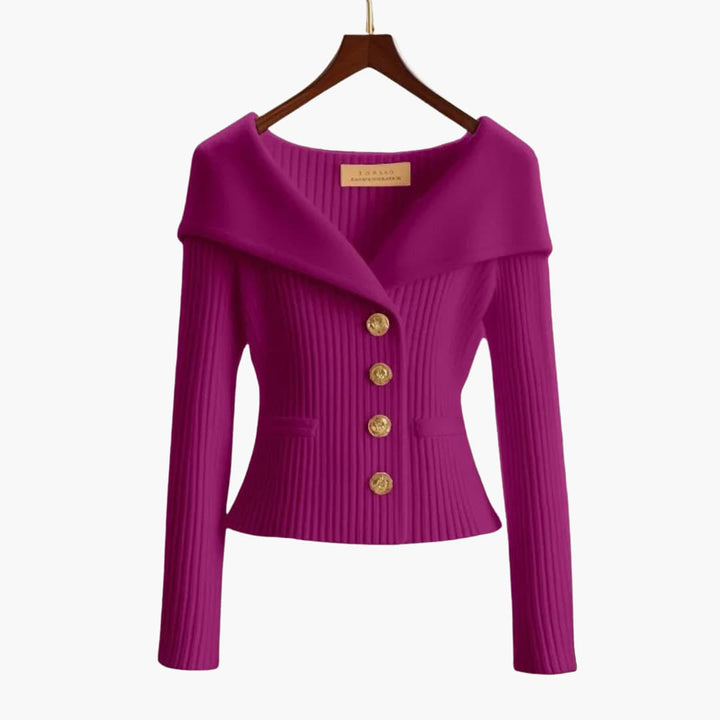 Elegante gilet cardigan corto donna a coste, con bottoni. Un capo moda donna versatile per il tuo stile.