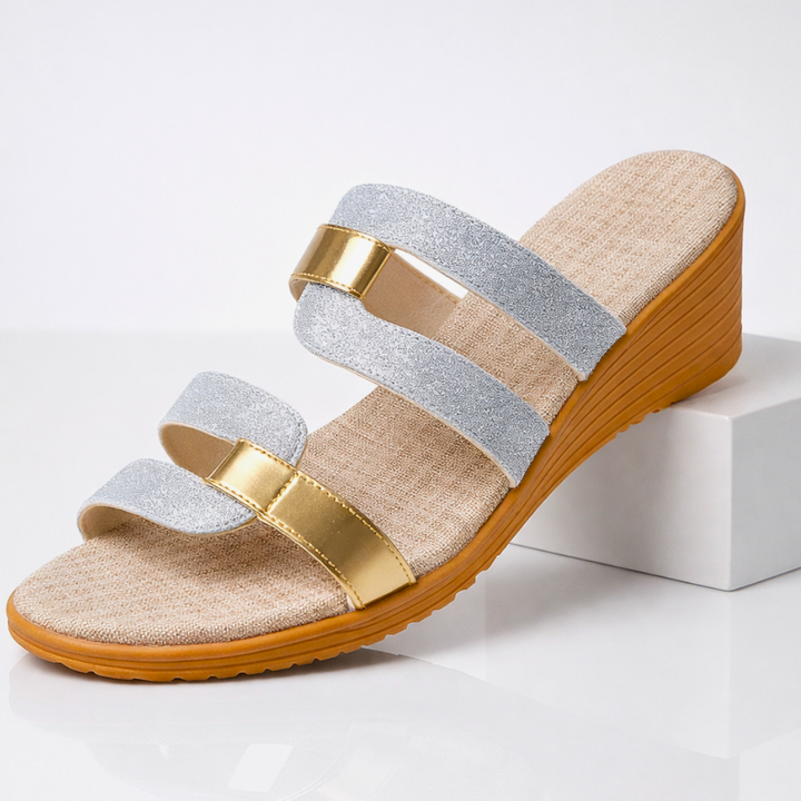 Sandali ortopedici donna glitterati, antiscivolo per comfort. Ciabatte slip-on estive, eleganti e casual, ideali per viaggio.