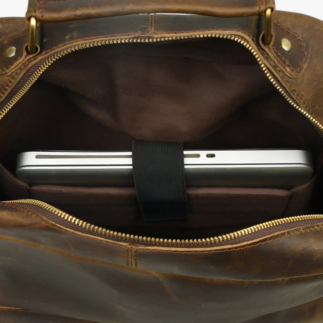 Elegante zaino unisex marrone, resistente per viaggi e adatto a uso quotidiano per adulti.