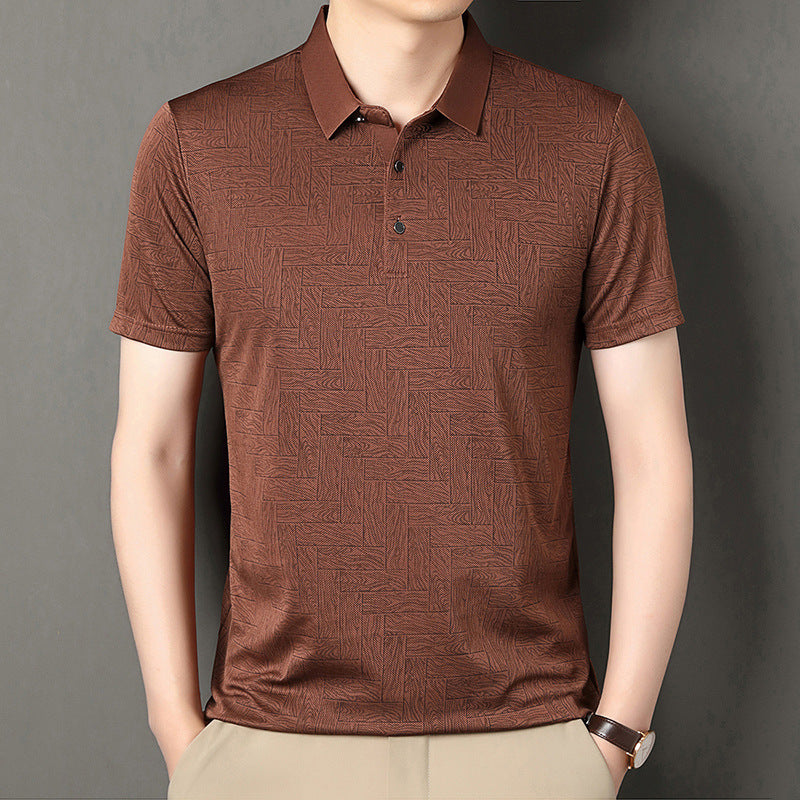 Camicia uomo moderna a maniche corte, stampa asimmetrica. Perfetta per look estivi e abbigliamento casual.