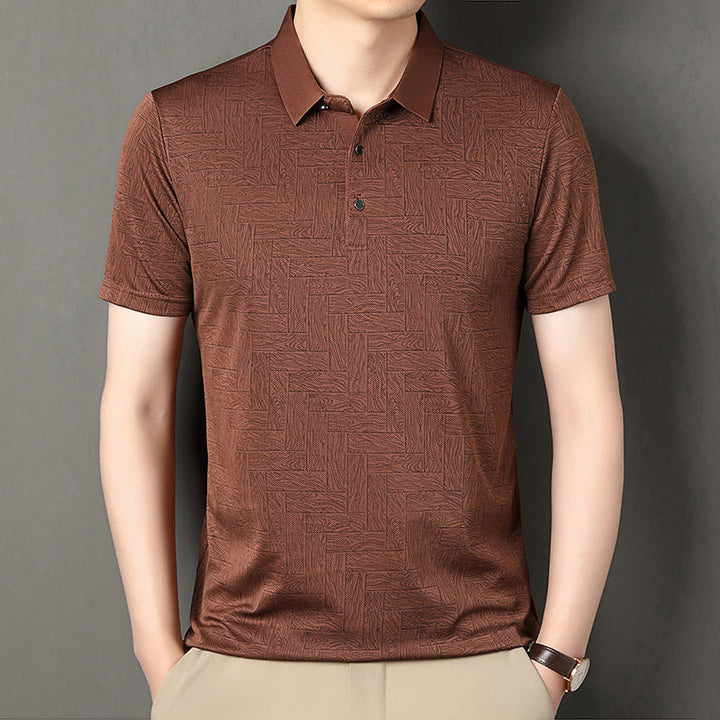 Camicia uomo moderna a maniche corte, stampa asimmetrica. Perfetta per look estivi e abbigliamento casual.