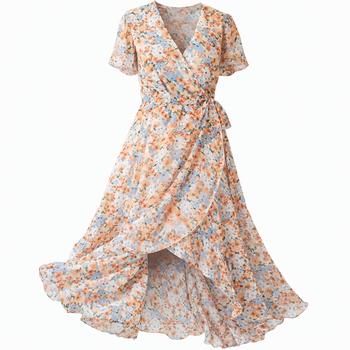 Abito floreale midi da donna, comodo ed elegante per giornate calde e serate.