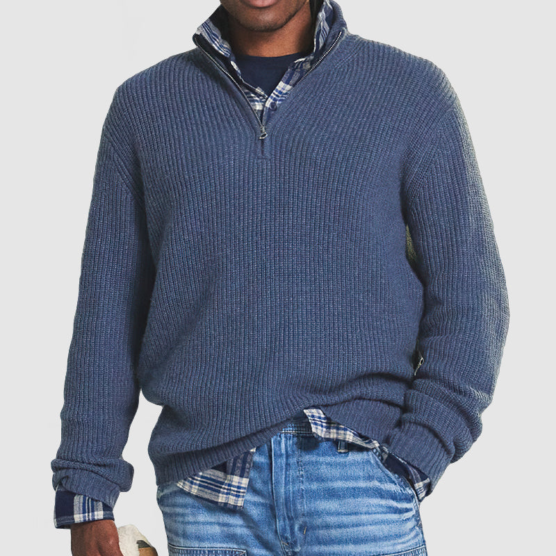 Morbido maglione pullover uomo autunnale con zip, per massimo comfort e stile.