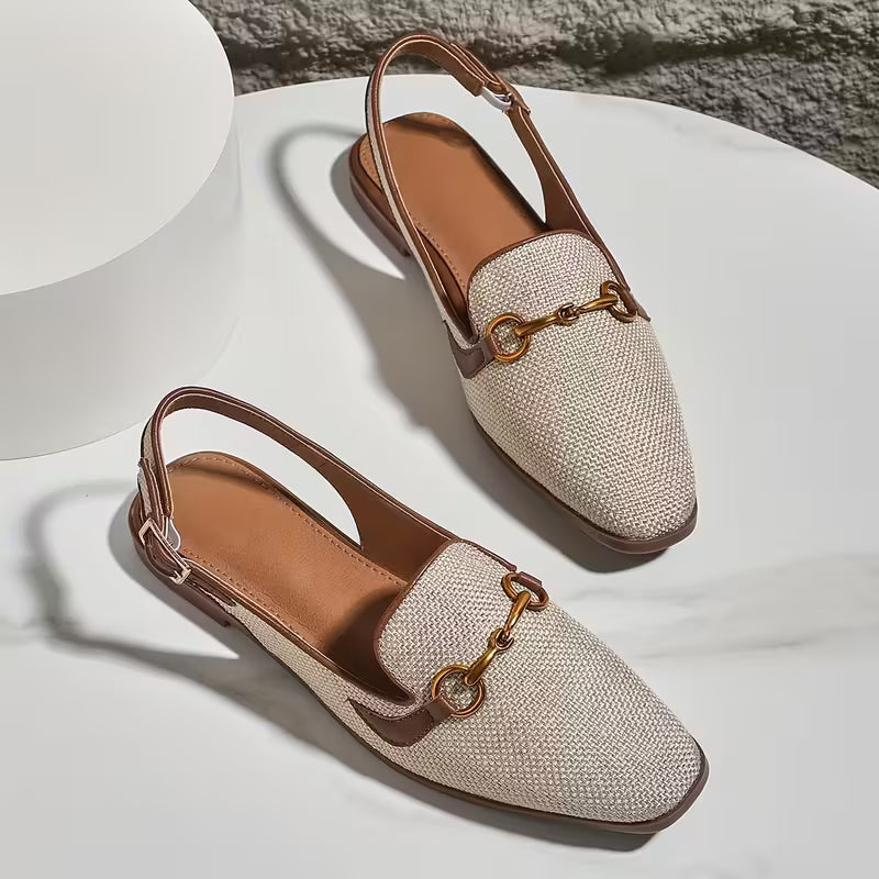 Ballerine slingback donna bianche, calzature moda con design elegante. Scarpe comode per look raffinati quotidiani.