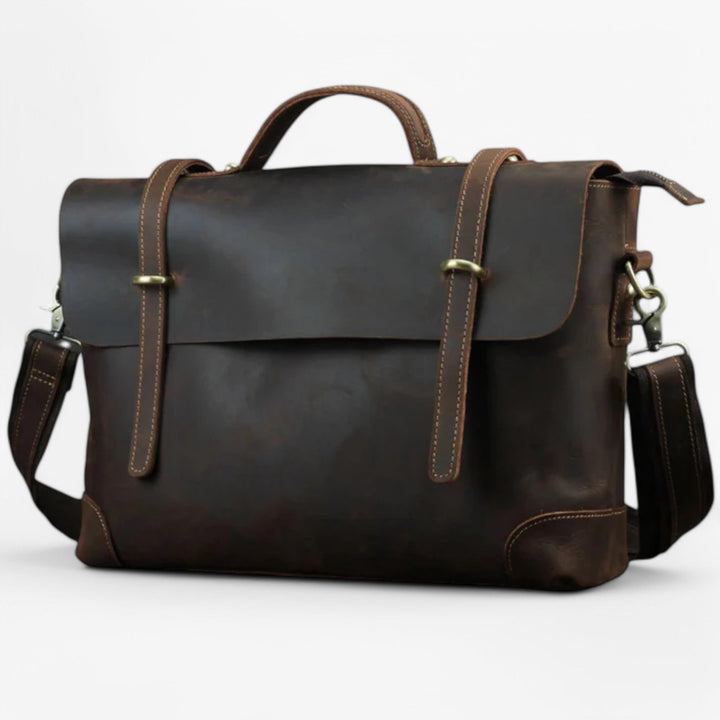 Borsa portadocumenti uomo elegante rosso marrone per laptop 14 pollici, ideale per lavoro e ufficio.