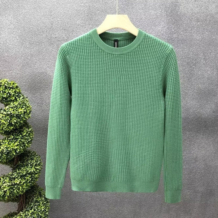 Maglia uomo a maniche lunghe, girocollo, per autunno. Comfort e stile elegante casual. Pullover moda uomo.