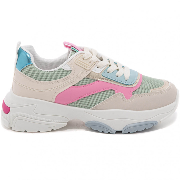 Moda donna: sneakers casual beige e marroni con soletta rimovibile. Stile versatile e comfort assicurato.