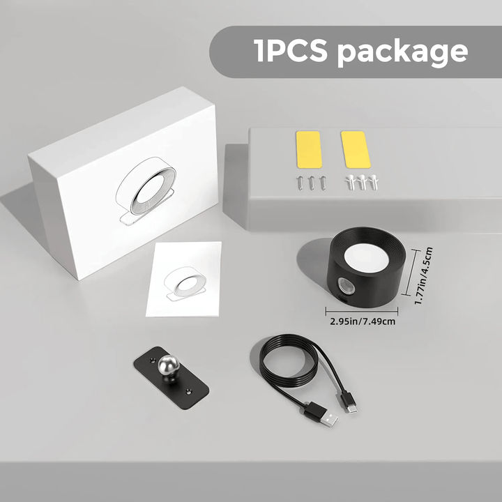 Lampada da parete wireless LED con controllo tattile/telecomando, magnetica, 360° orientabile, per interni.