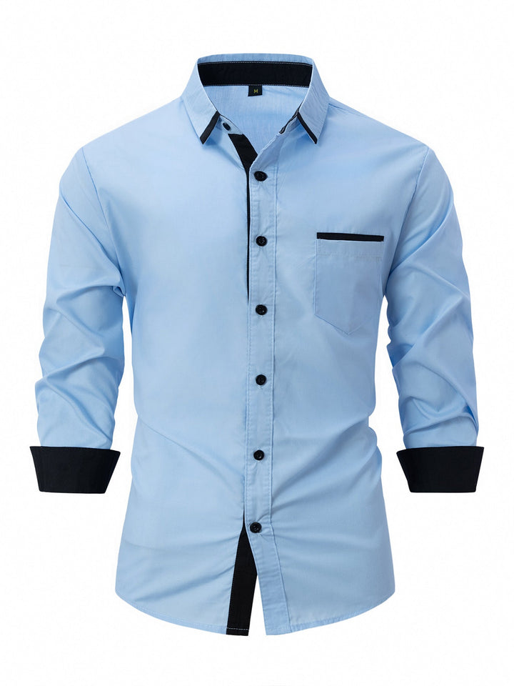 Camicia da uomo slim fit a righe, ideale per business, ufficio, elegante look primaverile e autunnale.