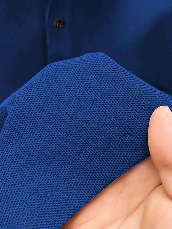Polo uomo italiana blu navy, maniche corte, stile casual elegante per l'estate.