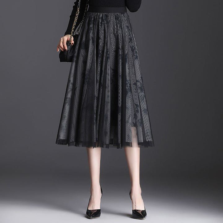 Gonna midi donna a vita alta pieghettata, perfetta per un look casual o elegante, versatile per ogni stagione.