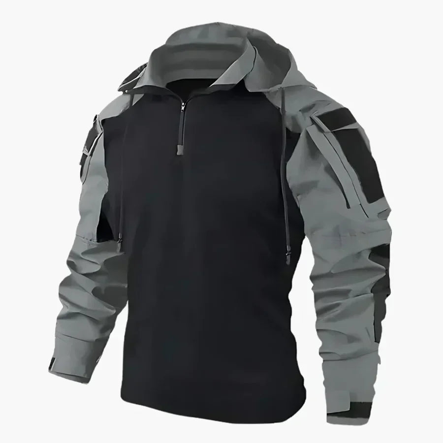 Ampia felpa con cappuccio da uomo per attività outdoor. Maniche camouflage per uno stile autunnale e invernale.