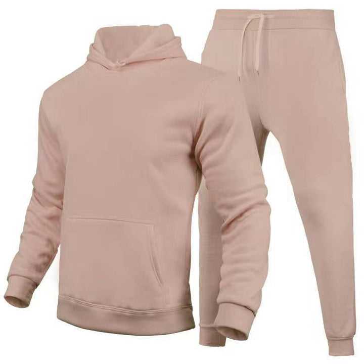 Abbigliamento sportivo da uomo per l'autunno, felpa con cappuccio e pantaloni, comodo e alla moda.