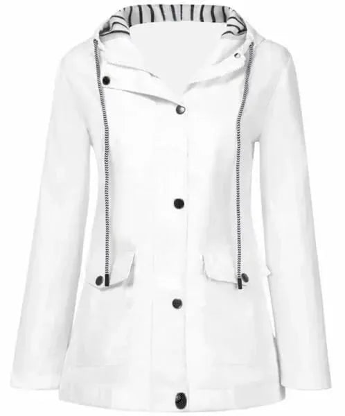 Cappotto leggero donna impermeabile in poliestere, con cappuccio per la mezza stagione.