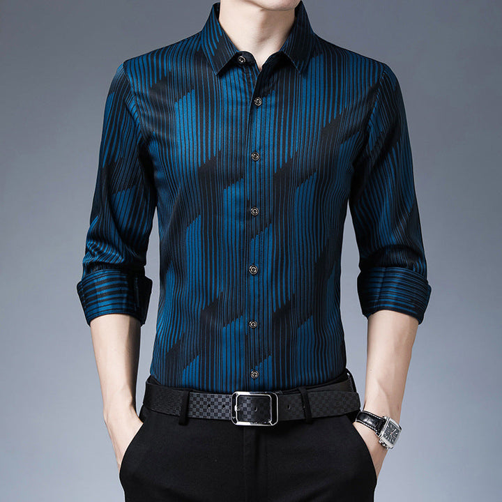 Camicia classica da uomo a maniche lunghe, ideale per abbigliamento lavoro, casual o viaggio.