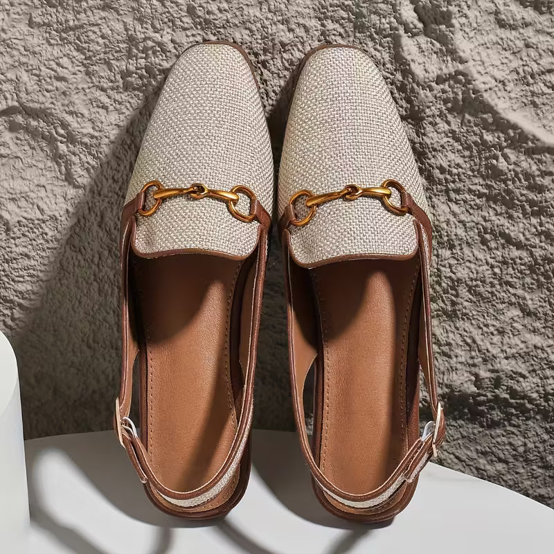 Scarpe ballerine slingback bianche da donna, eleganti e versatili. Comfort quotidiano con un tocco di moda.