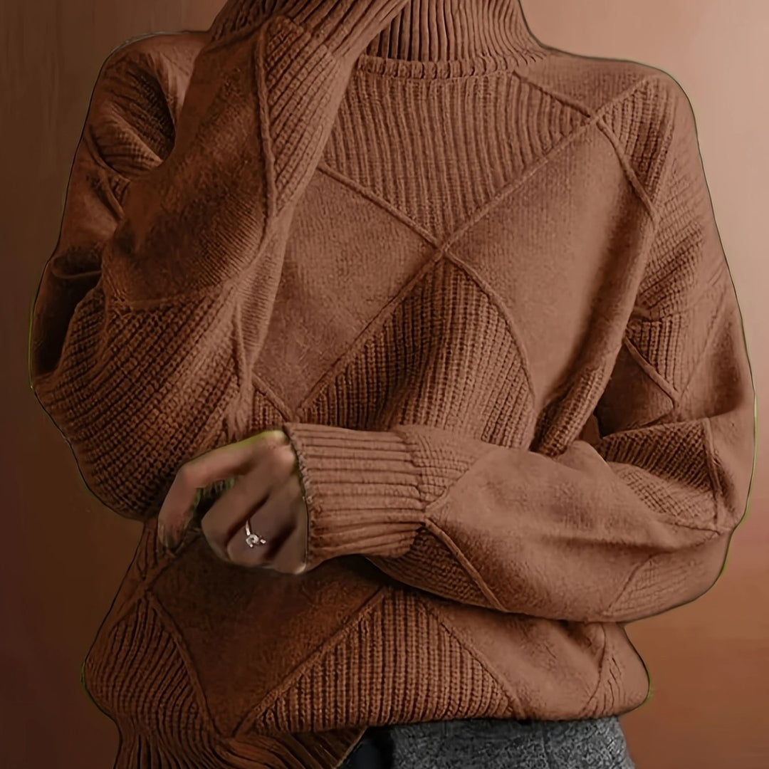 Abbigliamento donna: maglione collo alto caldo, elegante e confortevole, perfetto per autunno ed inverno.