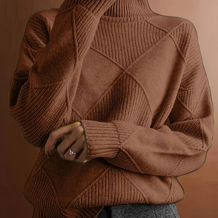 Abbigliamento donna: maglione collo alto caldo, elegante e confortevole, perfetto per autunno ed inverno.