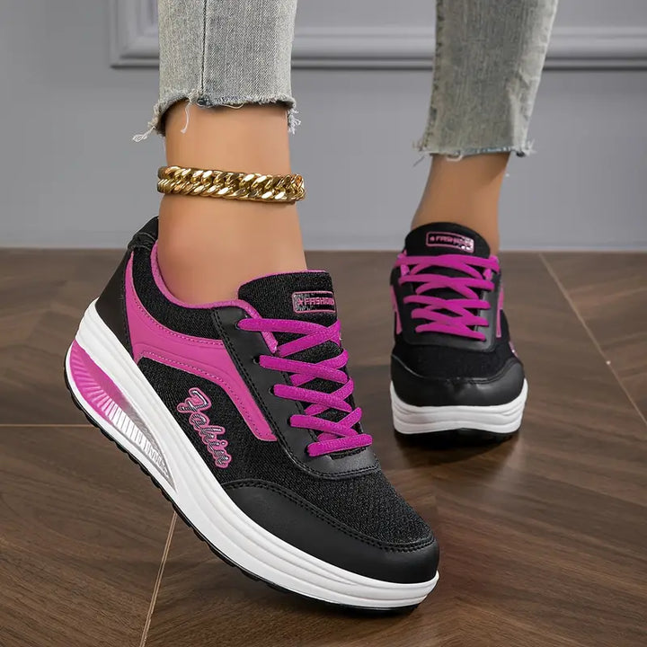 Scarpe da passeggio ortopediche da donna con lacci, offrono supporto e benessere per piedi stanchi.