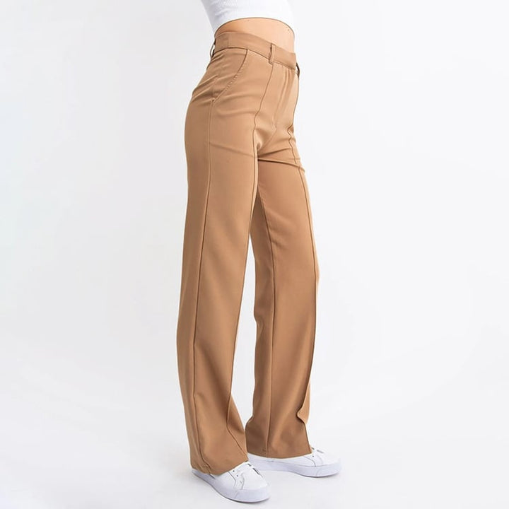 Pantaloni professionali donna a vita alta, gamba dritta. Design classico e versatile per ogni outfit.