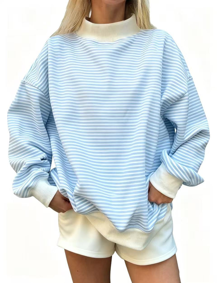 Maglione donna a righe, maniche lunghe, casual, morbido e autunnale. Perfetto per il comfort.