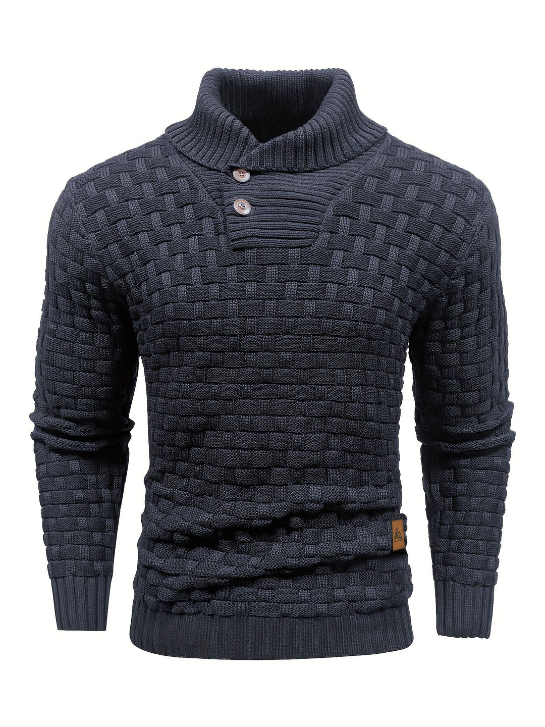 Moda uomo: maglione caldo con collo a sciarpa, ideale per comfort e stile invernale.