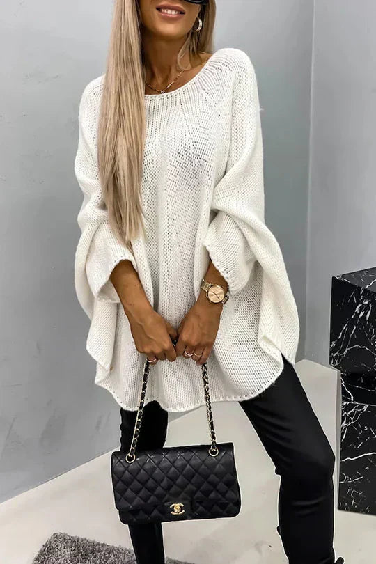 Maglione oversize da donna caldo, con scollo rotondo e maniche lunghe. Perfetto per autunno/inverno, casual ed elegante.