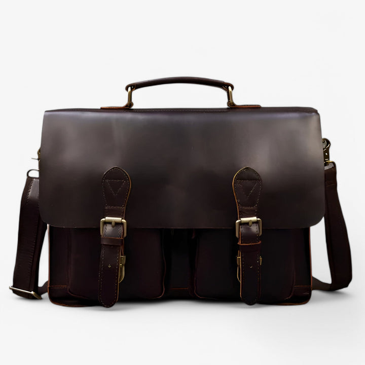 Accessorio uomo: borsa lavoro in pelle marrone chiaro, pratica borsa ufficio con tracolla per documenti.