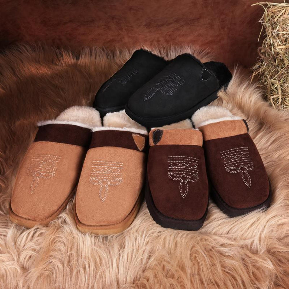 Pantofole foderate uomo donna Ranch, comfort western slip-on per la casa.