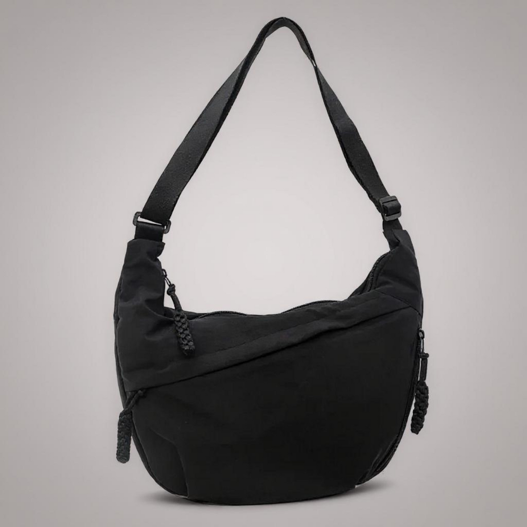 Borsa donna in nylon robusto con tracolla regolabile e tasche con cerniera, per ogni occasione.