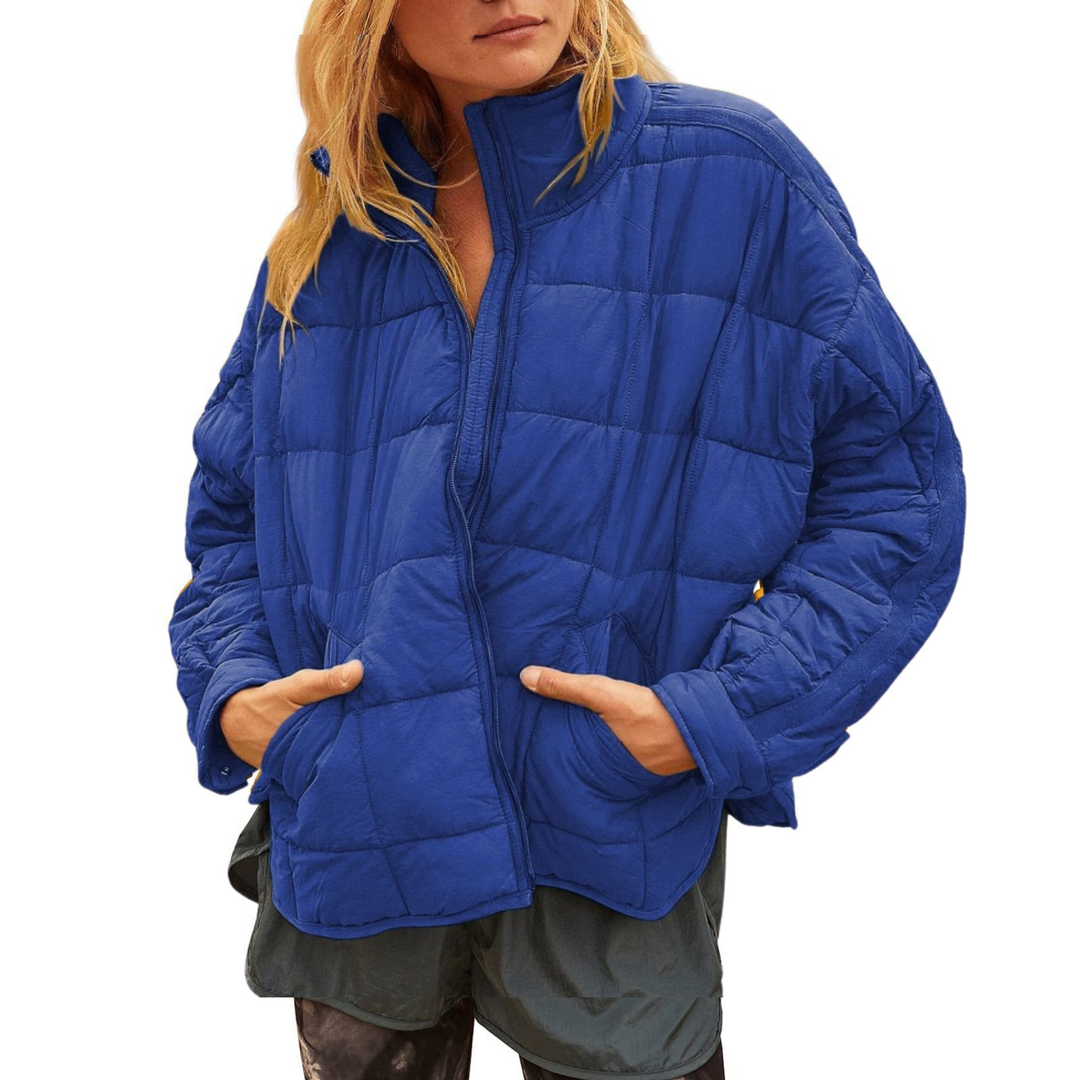 Giacca donna trapuntata, comoda e leggera, con zip, perfetta per il cambio stagione e outfit versatili.