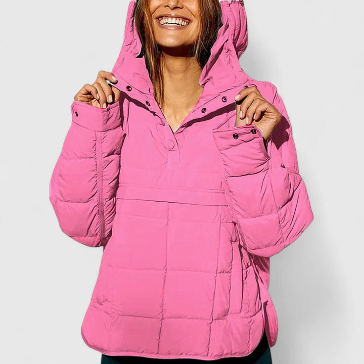 Giacca oversize da donna alla moda, impermeabile e versatile per giornate piovose in autunno.