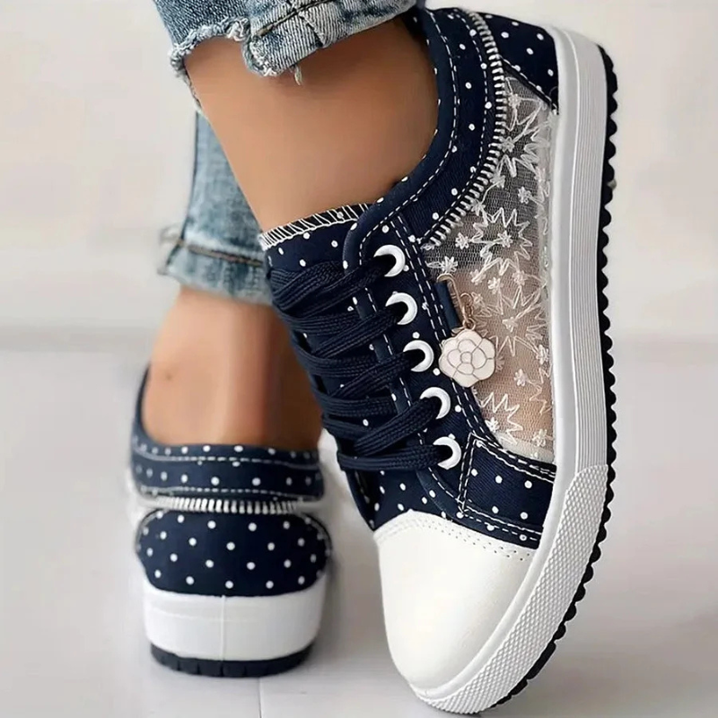 Sneakers donna blu/azzurro, calzature quotidiane comode con punta ampia e supporto plantare ergonomico.