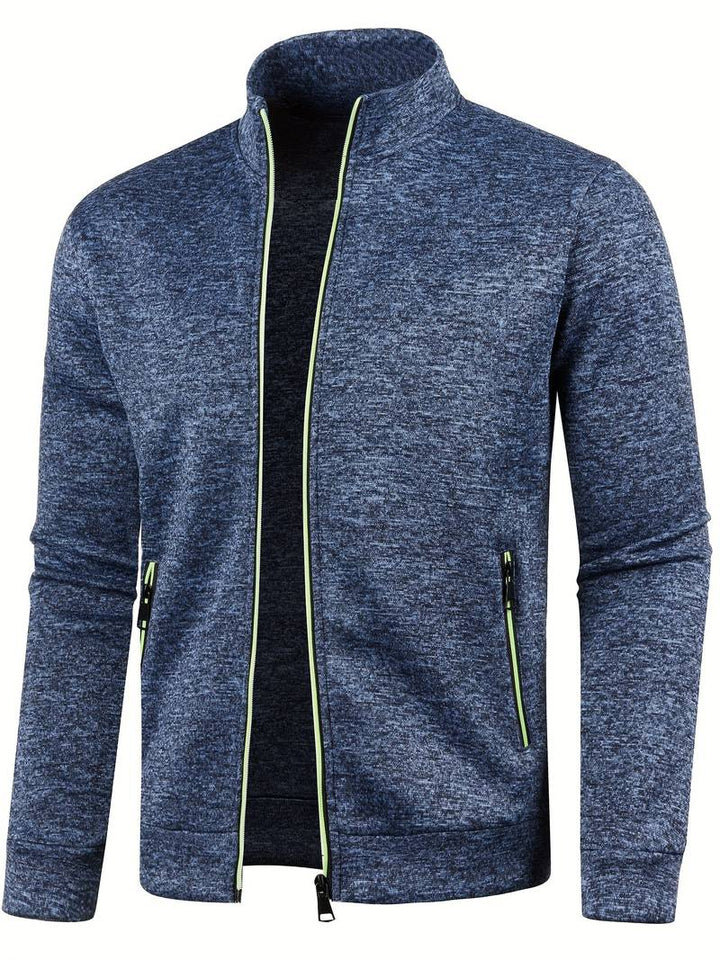 Cardigan casual uomo con zip, un capo comodo e alla moda per il tempo libero.