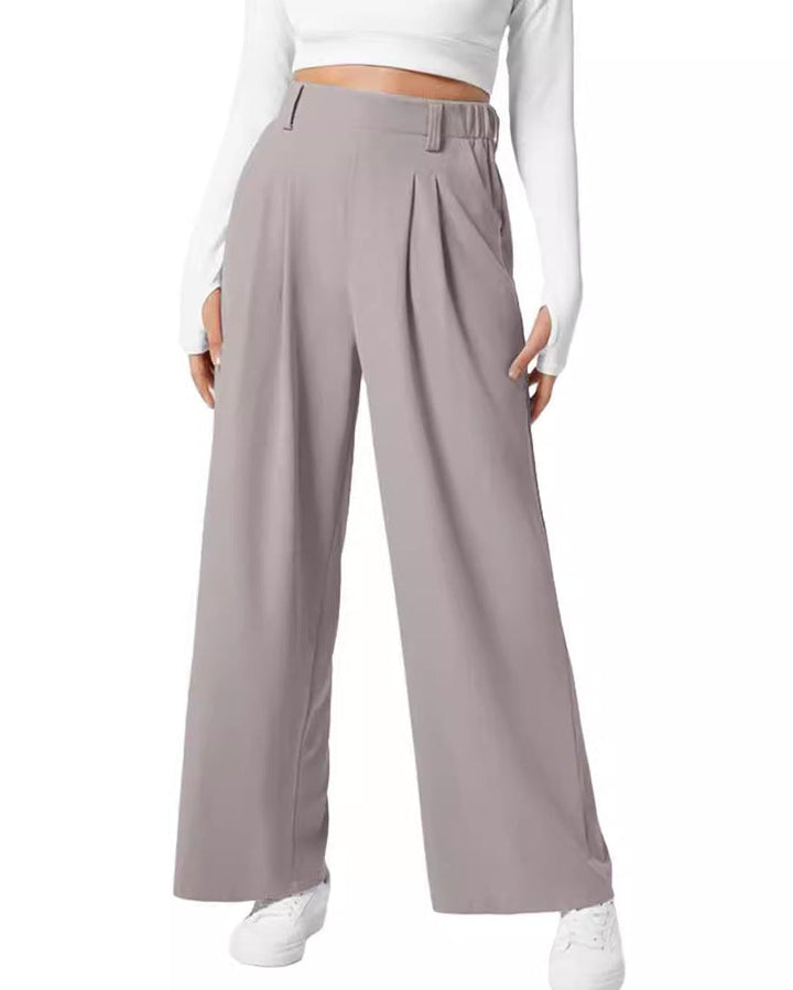 Pantaloni eleganti e comodi per donna, a vita alta e gamba ampia in tessuto waffle. Must-have per il tuo stile.