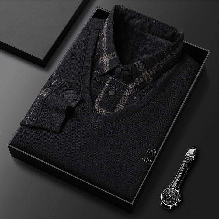 Maglia termica uomo invernale nera con maniche lunghe e colletto. Offre massimo calore e comfort per giornate fredde.