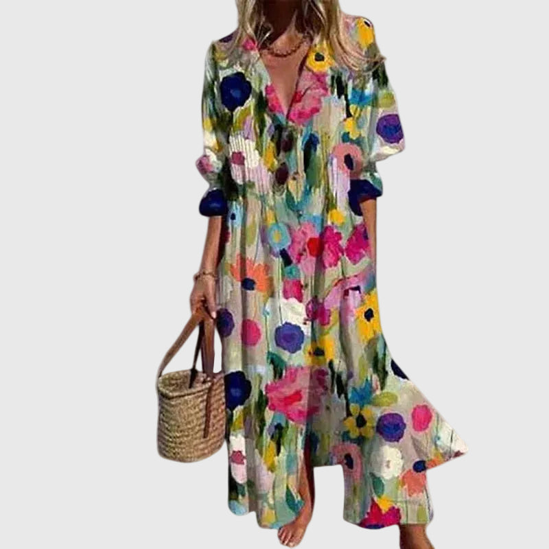 Maxi vestito floreale boho da donna, elegante e senza sforzo per primavera/estate.