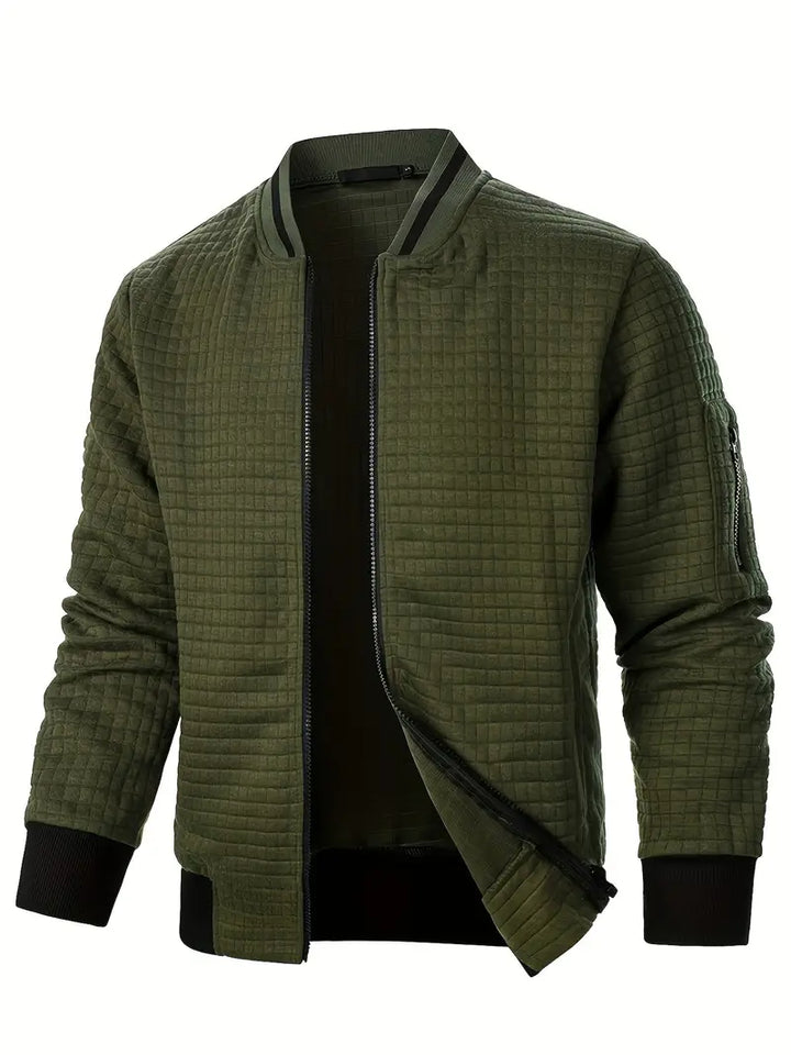 Giacca leggera da uomo, stile casual ed elegante, con cerniera frontale.