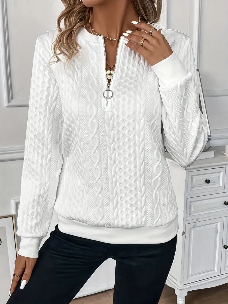 Scollo a V e cerniera: maglione donna versatile per un look moderno e confortevole.
