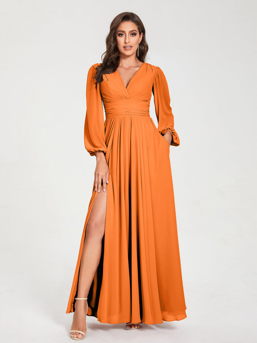 Abito donna a trapezio, maniche lunghe. Perfetto per cerimonie serali ed eventi eleganti.