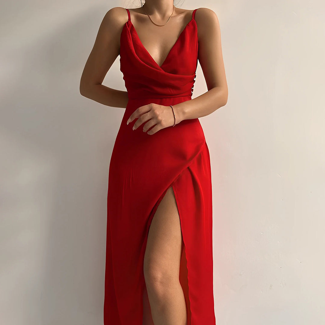 Vestito elegante da donna, maxi abito fluido e leggero. Perfetto per la moda estiva, taglie S, M, L disponibili.