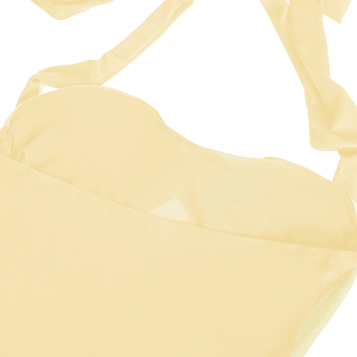Abito lungo donna per cerimonia, con collo halter, drappeggio chic e linea elegante, look sofisticato.