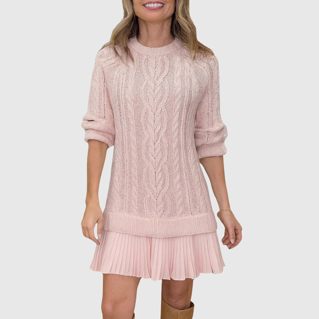 Vestito invernale donna comodo, abito maglione girocollo. Eleganza avvolgente e casual per l'autunno.