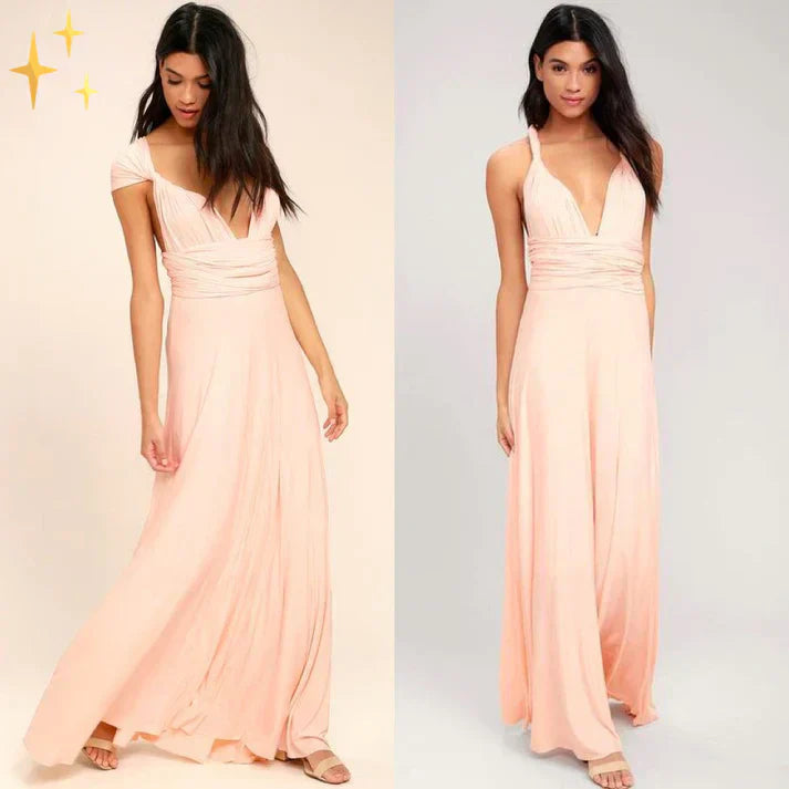 Abito da cerimonia donna convertibile, elegante e con schiena scoperta per matrimoni.